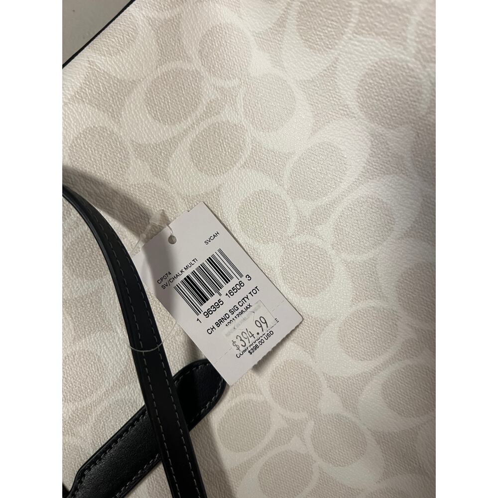 NWT Coach CP074 City Tote Chalk White Signature Canvas Leather Shoulder Tote Bag - Picture 5 of 7